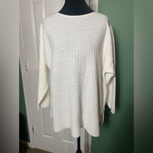 Ship ’N Shore Vtg White Waffle Knit Oversized Sweater Women’s L Coastal Grandma